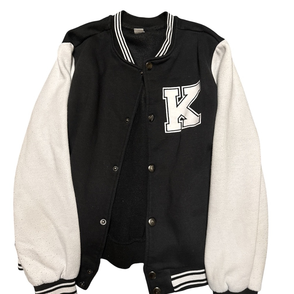 SHEIN youth Black and White Striped Collar Jacket size 11-12Y